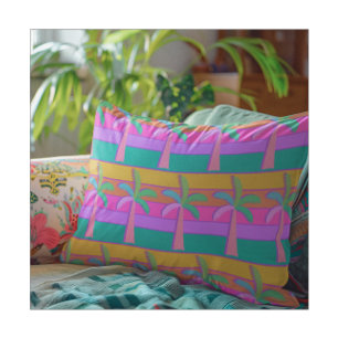 Cojín Decorativo Palm Springs Caribbean Blue Tropical Palm Tree