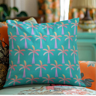 Cojín Decorativo Palm Springs Turquoise Blue Tropical Palm Tree