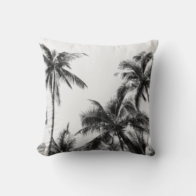 Cojín Decorativo Palm Tree Leaf Black White (Anverso)