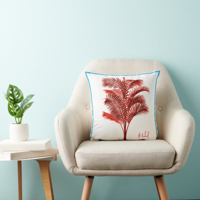 Cojín Decorativo Palm Tree Modern Red Blue Personal (Silla)