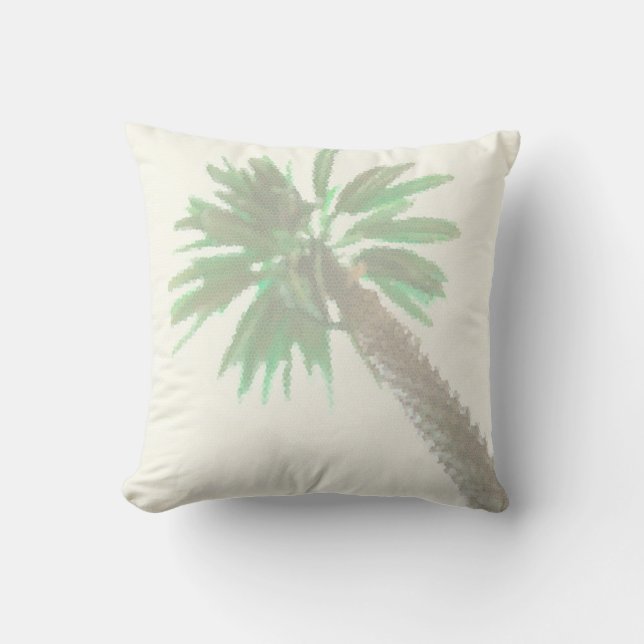 Cojín Decorativo Palm Tree Pastel Verde Tropical (Anverso)