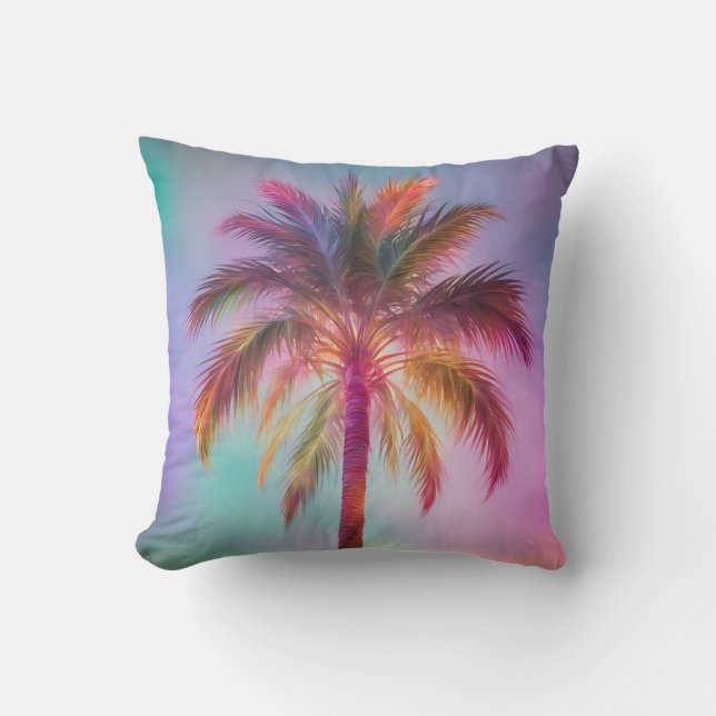 Cojín Decorativo Palm Tree Tropical Colorido (Anverso)