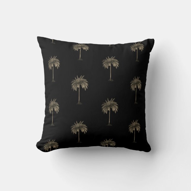 Cojín Decorativo Palm Tree Tropical Elegante Negro Moderno Elegante (Anverso)