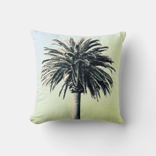 Cojín Decorativo Palm Tree Tropical Elegante Verde (Anverso)