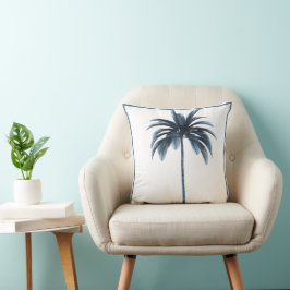 Cojín Decorativo Palm Tree Vintage Blue Frame Tropical Elegante