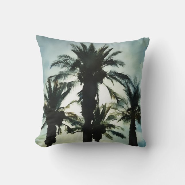 Cojín Decorativo Palm Trees Blue Sunset Tropical Style (Anverso)