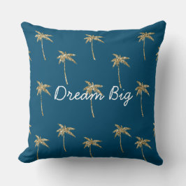Cojín Decorativo Palm Trees Purpurina Tropical Blue Gold