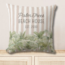 Palm Trees Tropicales Beige Stripes Beach House