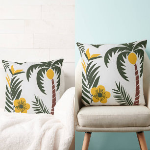 Cojín Decorativo Palm tropical minimalista y patrón floral
