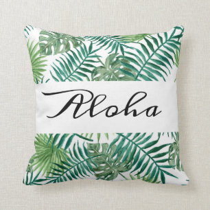 Cojín Decorativo Palm tropical moderna deja Aloha verde
