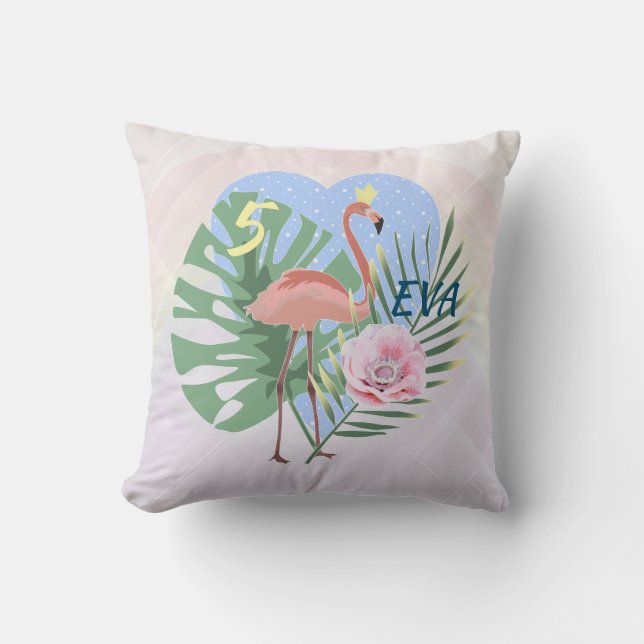 Cojín Decorativo Palma de hoja tropical Flamingo rosa (Anverso)