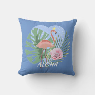 Cojín Decorativo Palma de hoja tropical Flamingo rosa