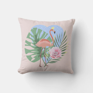 Cojín Decorativo Palma de hoja tropical Flamingo rosa