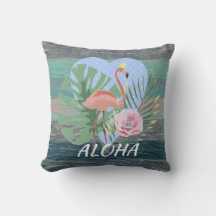 Cojín Decorativo Palma de hoja tropical Flamingo rosa