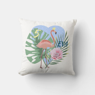 Cojín Decorativo Palma de hoja tropical Flamingo rosa