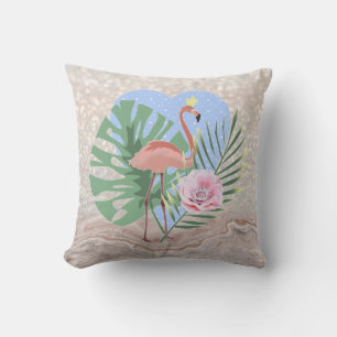 Cojín Decorativo Palma de hoja tropical Flamingo rosa
