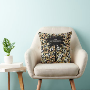 Cojín Decorativo Palma elegante en estampado de leopardo