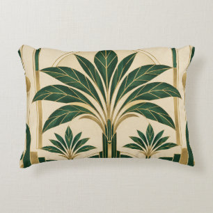 Cojín Decorativo Palmas Art Déco Esmeralda y Oro