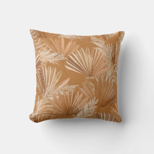 Cojín Decorativo Palmas secas tropicales: boho acuarela.