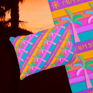 Cojín Decorativo Palmas tropicales de atardecer personalizadas Retr