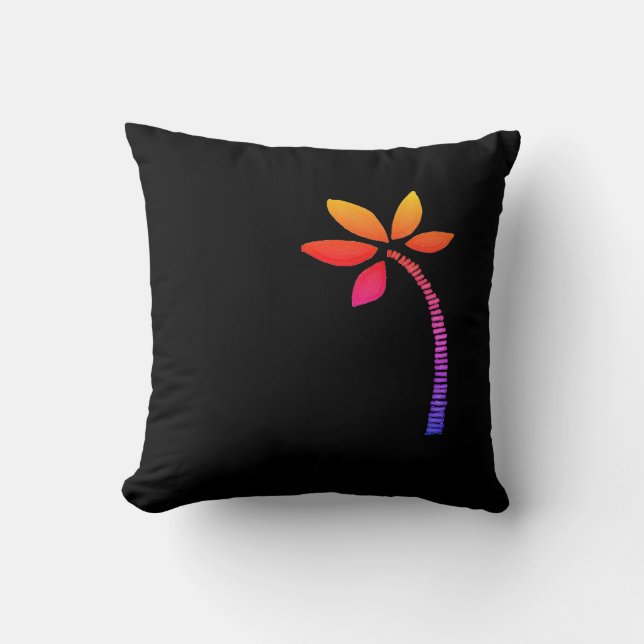 Cojín Decorativo Palmera arcoiris con fondo negro (Anverso)