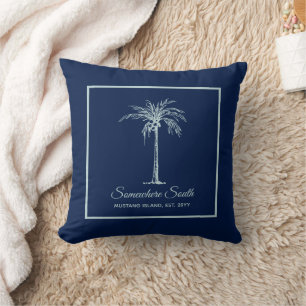 Cojín Decorativo Palmera azul tropical pálido personalizada