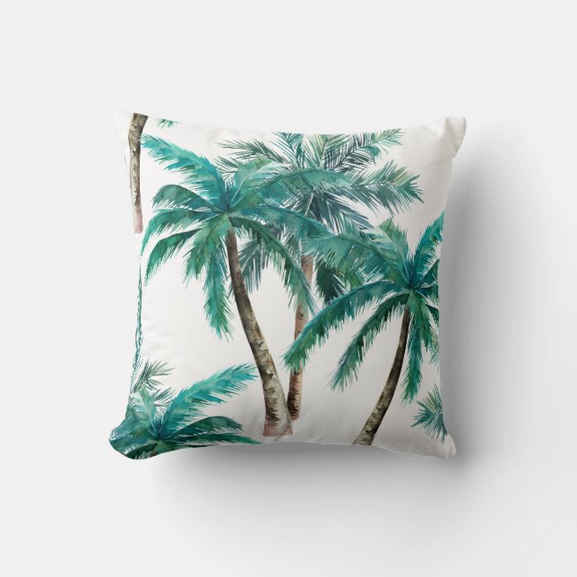 Cojín Decorativo palmera de coco acuarela (Anverso)