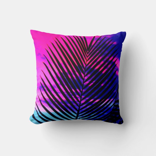 Cojín Decorativo Palmera de la puesta del sol (Anverso)
