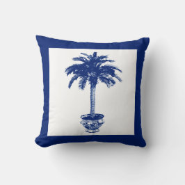 Cojín Decorativo Palmera Potted - azules marinos y blanco
