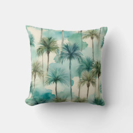 Cojín Decorativo Palmeras beiges Verde azuladas azules tropicales h