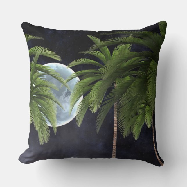 Cojín Decorativo Palmeras contra la luna (Anverso)