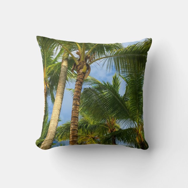 Cojín Decorativo Palmeras de playa exóticas (Anverso)