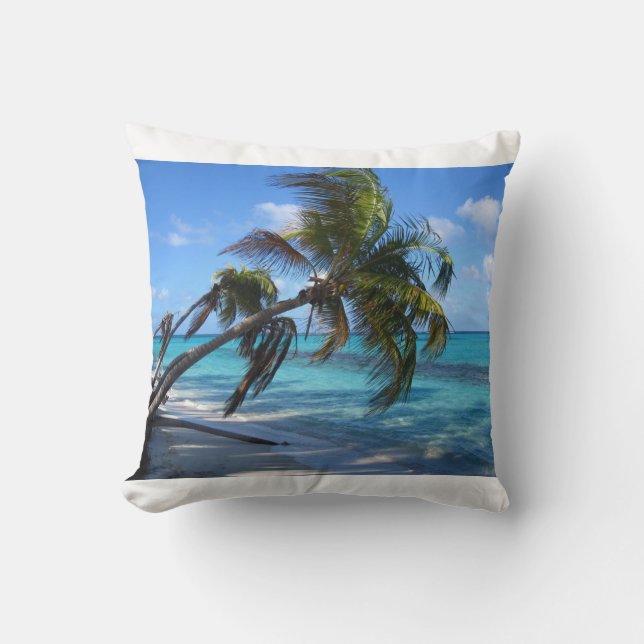 Cojín Decorativo Palmeras inclinadas - blanco (Anverso)