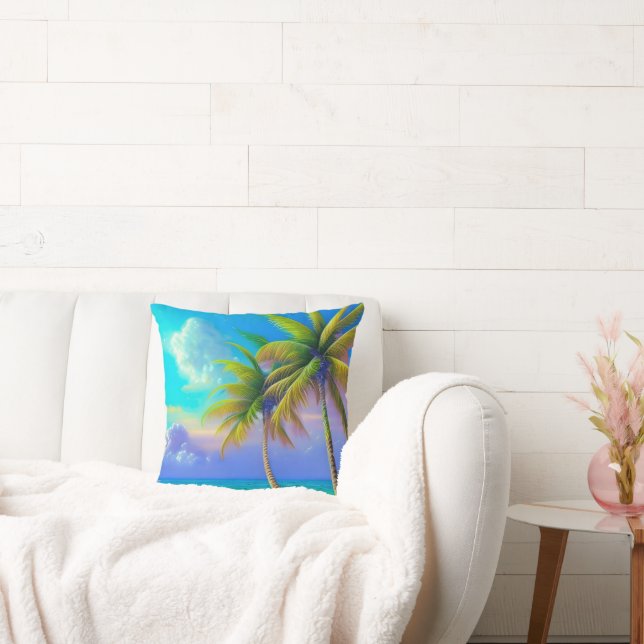 Cojín Decorativo Palmeras mientras la noche cae tropical (Sofá)