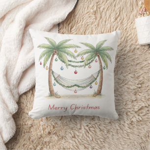 Cojín Decorativo Palmeras Navideñas Costeras Con Hamaca