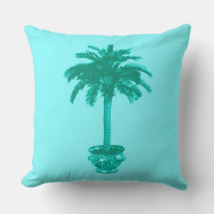 Cojín Decorativo Palmeras potentes en Turquesa y Aqua