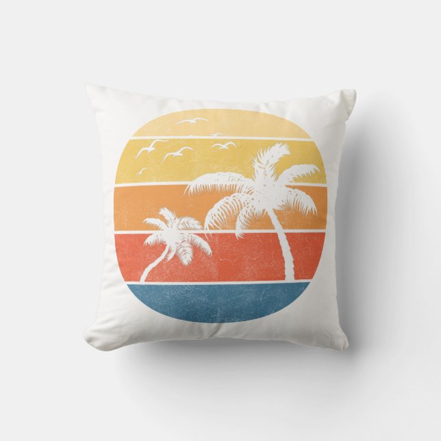 Cojín Decorativo Palmeras Retro Sunset (Anverso)