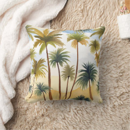 Cojín Decorativo Palmeras Tropicales | Pintura en Acuarela de Playa