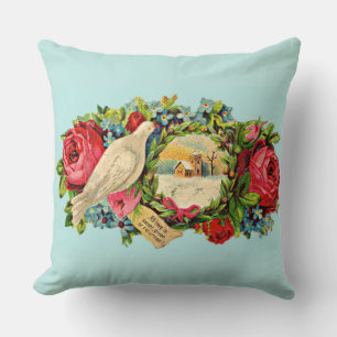 Cojín Decorativo paloma blanca victoriana y mensaje de amor