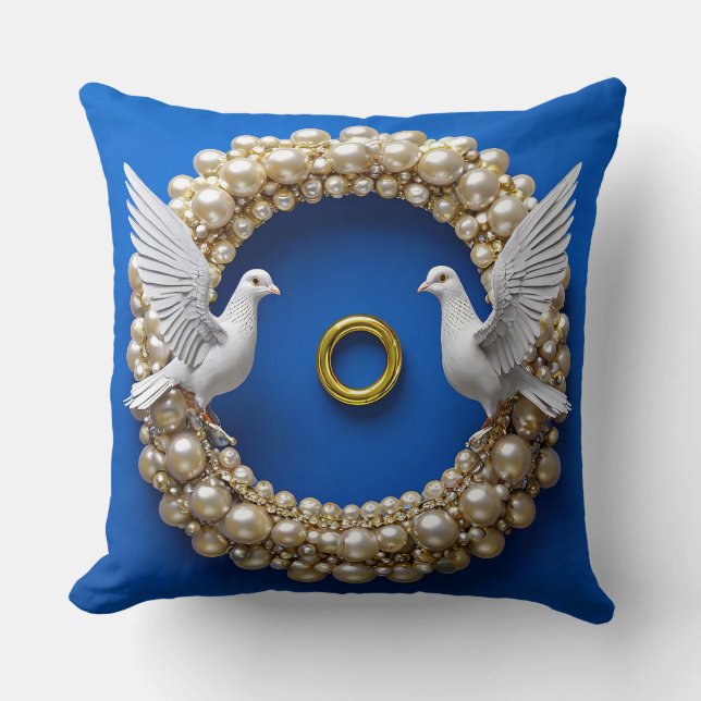 Cojín Decorativo Palomas de boda pájaros del amor romántico diseño  (Anverso)