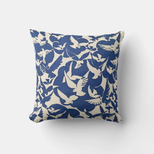 Cojín Decorativo Palomas en blanco y azul