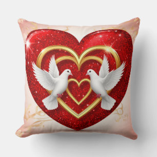 Cojín Decorativo Palomas románticas corazón amor
