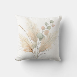 Cojín Decorativo Pampas y Eucalipto Boho Minimalista Patrón Botánic