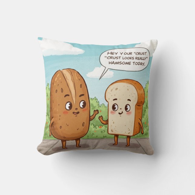 Cojín Decorativo Pan a primera vista (¡Pun intencionado!) (Anverso)