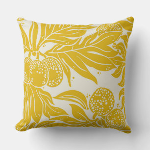 Cojín Decorativo Pan de fruta Patrón mostaza amarillo crema