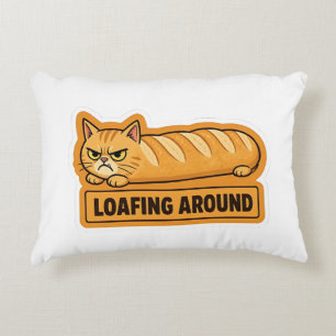 Cojín Decorativo Pan de Gato Divertido Holgazaneando