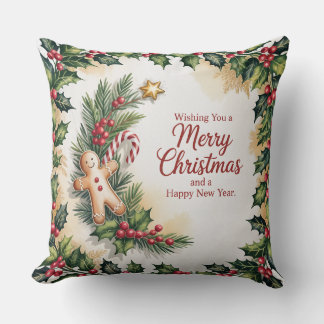 Cojín Decorativo Pan de Jengibre Rústico Navideño"