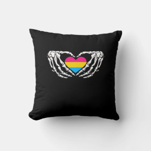Cojín Decorativo Pan Pride Skeleton Pan Gótico Corazón de Halloween