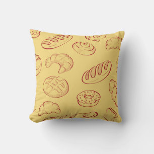 Cojín Decorativo Panadería, croissant, patrón inmaculado de aliment