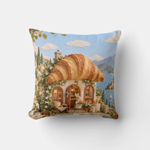 Cojín Decorativo Panadería de Techo de Croissant Pueblo Soleado jun